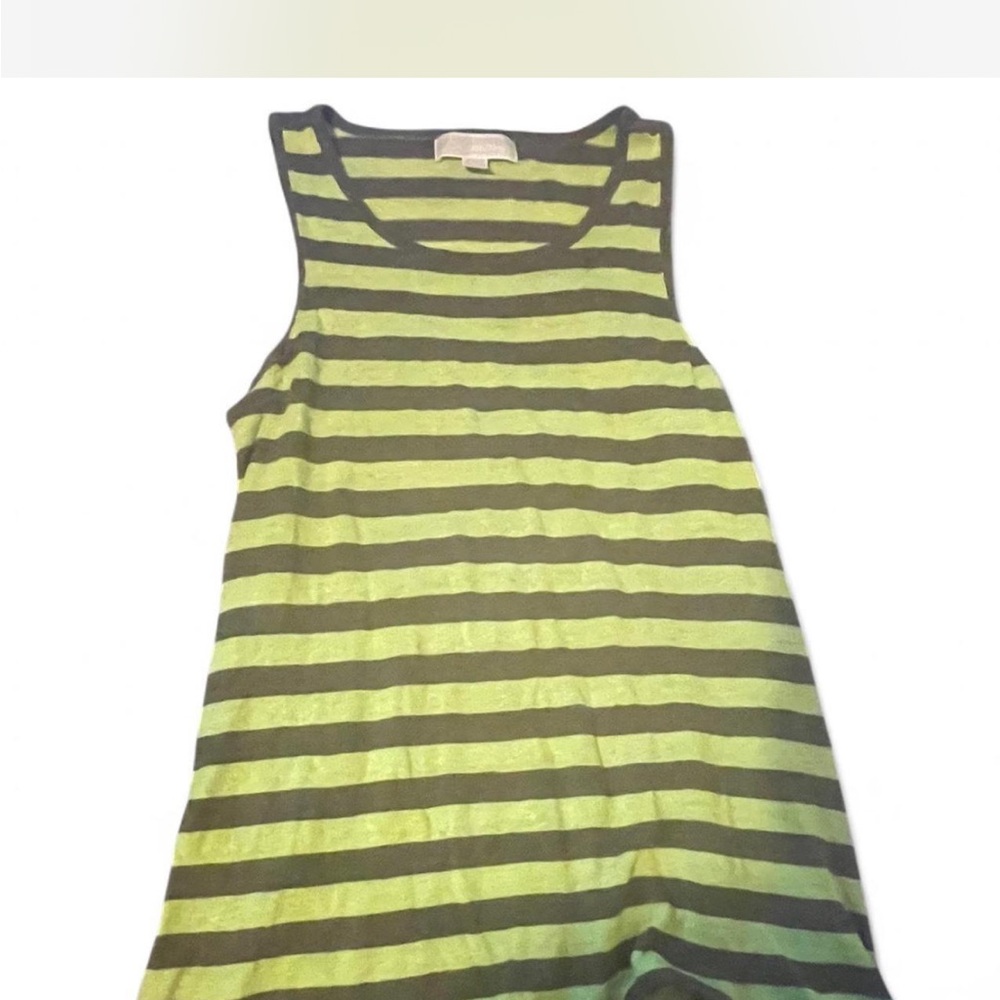 Michael Kors Green and Gray Striped Tank Top